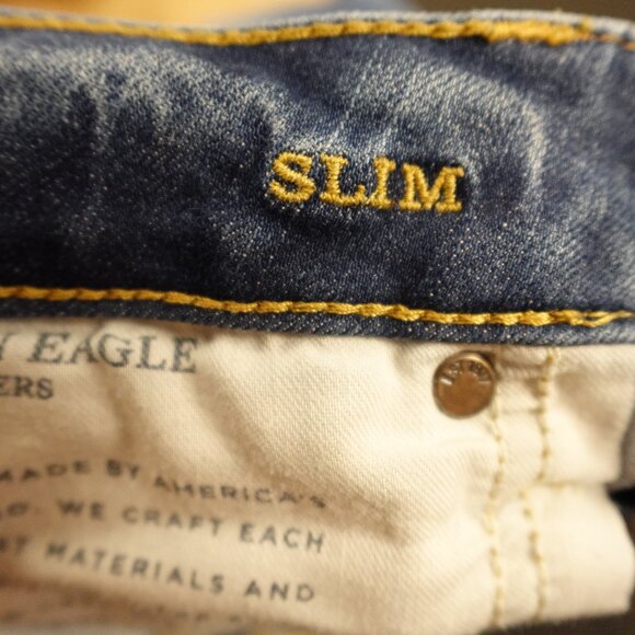 American Eagle Jeans Slim Distressed Extreme Flex Jean Men's 31x32 Blue Denim - Picture 11 of 12